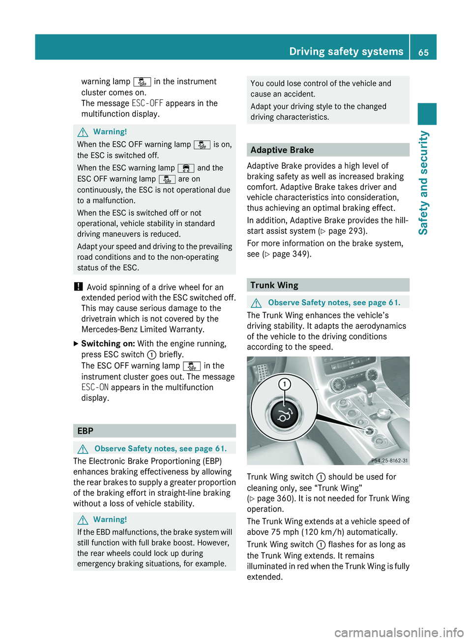 MERCEDES-BENZ SLS AMG 2011  Owners Manual warning lamp \000