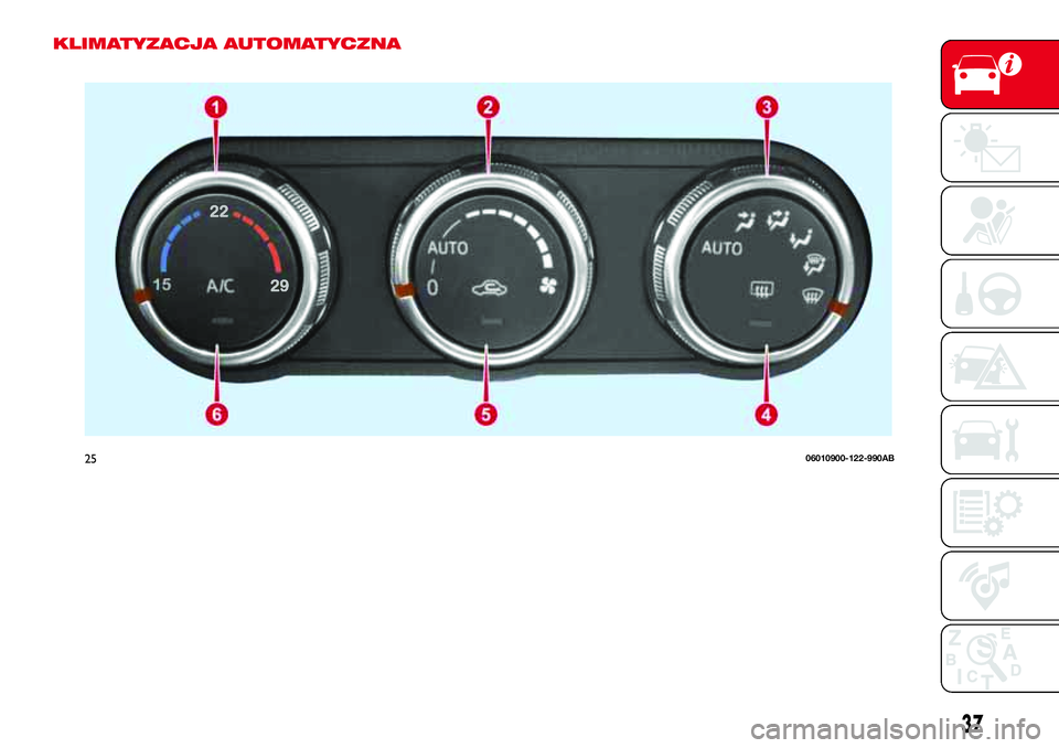 Abarth 124 Spider 2016  Instrukcja obsługi (in Polish) KLIMATYZACJA AUTOMATYCZNA
2506010900-122-990AB
37 