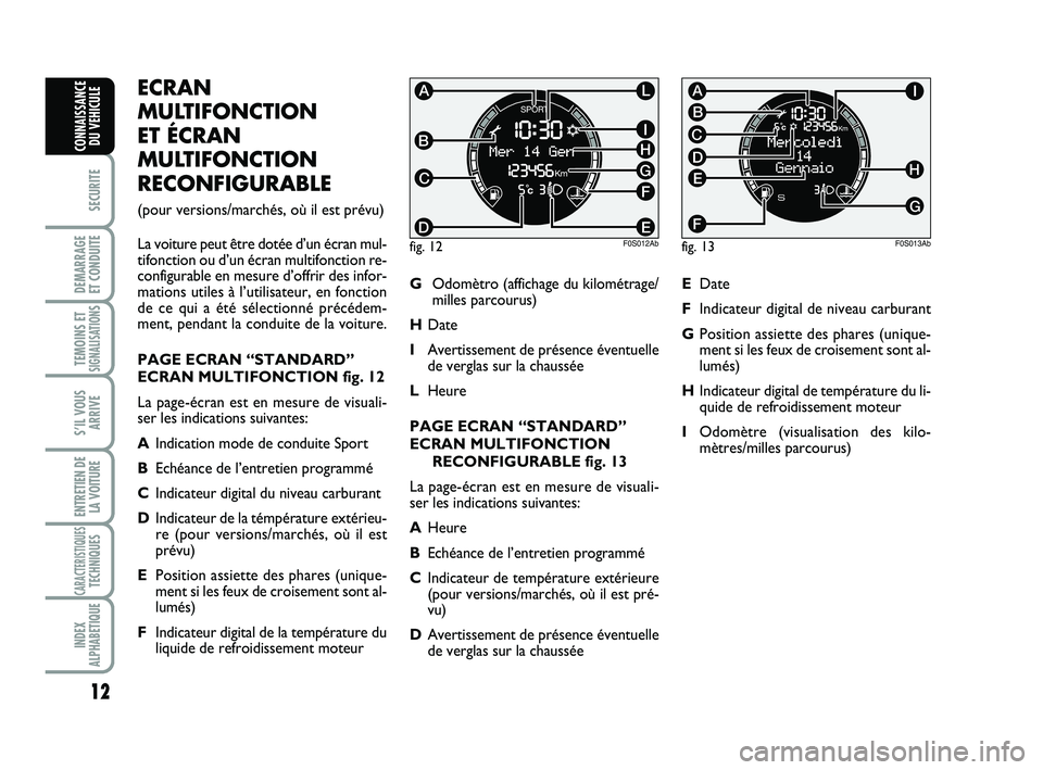 Abarth 500 2009 Notice dentretien (in French) 12
SECURITE
DEMARRAGE
ET CONDUITE
TEMOINS ETSIGNALISATION
S
S’IL VOUS
ARRIVE
ENTRETIEN DE
LA VOITURE
CARACTERISTIQUESTECHNIQUES
INDEX
ALPHABETIQUE
CONNAISSANCE
DU VEHICULE
ECRAN
MULTIFONCTION
ET Abarth 500 2009 Notice dentretien (in French) 12
SECURITE
DEMARRAGE
ET CONDUITE
TEMOINS ETSIGNALISATION
S
S’IL VOUS
ARRIVE
ENTRETIEN DE
LA VOITURE
CARACTERISTIQUESTECHNIQUES
INDEX
ALPHABETIQUE
CONNAISSANCE
DU VEHICULE
ECRAN
MULTIFONCTION
ET