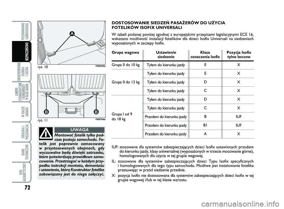 Abarth 500 2014 Instrukcja obsługi (in Polish) 72
URUCHOMIENIE
SILNIKA
I JAZDA
LAMPKI
SYGNALIZACYJNE
I KOMUNIKATY W RAZIE AWARII
W RAZIE
AWARII
OBSŁUGA I
PIELĘGNACJA
DANE
TECHNICZNE
SPIS
ALFABETYCZNY
POZNAWANIE
SAMOCHODU
BEZPIECZEŃSTWO
Monto Abarth 500 2014 Instrukcja obsługi (in Polish) 72
URUCHOMIENIE
SILNIKA
I JAZDA
LAMPKI
SYGNALIZACYJNE
I KOMUNIKATY W RAZIE AWARII
W RAZIE
AWARII
OBSŁUGA I
PIELĘGNACJA
DANE
TECHNICZNE
SPIS
ALFABETYCZNY
POZNAWANIE
SAMOCHODU
BEZPIECZEŃSTWO
Monto