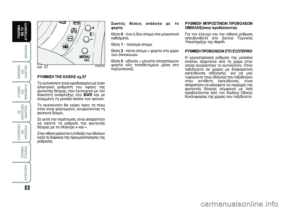 Abarth 500 2008 ΒΙΒΛΙΟ ΧΡΗΣΗΣ ΚΑΙ ΣΥΝΤΗΡΗΣΗΣ (in Greek) 52
∞™º∞§∂π∞
∂∫∫π¡∏™∏
∫∞π
√¢∏°∏™∏
§Àáπ∂™
∫∞π
ª∏¡Àª∞Δ∞
™∂
¶∂ƒπ¶Δø™∏
∞¡∞°∫∏™
™À¡Δ∏ƒ∏™∏
Abarth 500 2008 ΒΙΒΛΙΟ ΧΡΗΣΗΣ ΚΑΙ ΣΥΝΤΗΡΗΣΗΣ (in Greek) 52
∞™º∞§∂π∞
∂∫∫π¡∏™∏
∫∞π
√¢∏°∏™∏
§Àáπ∂™
∫∞π
ª∏¡Àª∞Δ∞
™∂
¶∂ƒπ¶Δø™∏
∞¡∞°∫∏™
™À¡Δ∏ƒ∏™∏