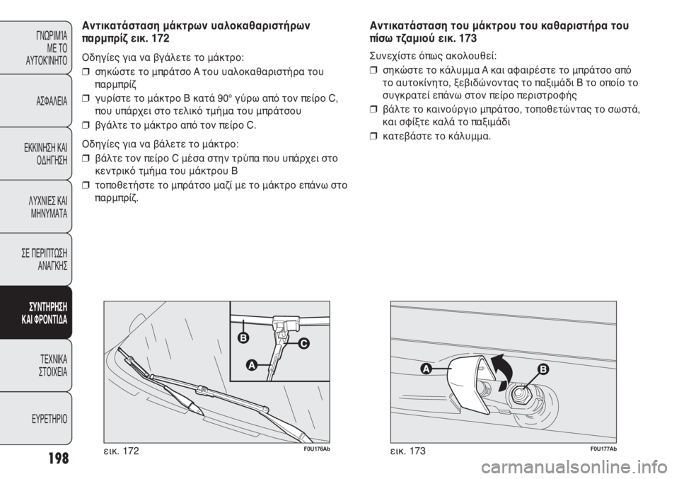 Abarth Punto Evo 2011  ΒΙΒΛΙΟ ΧΡΗΣΗΣ ΚΑΙ ΣΥΝΤΗΡΗΣΗΣ (in Greek) F0U177Abεικ. 173198
ΓΝΩΡΙΜΊΑ 
ΜΕ ΤΟ
ΑΥΤΟΚΊΝΗΤΟ
ΑΣΦΑΛΕΙΑ
ΕΚΚΙΝΗΣΗ ΚΑΙ
ΟΔΗΓΗΣΗ
ΛΥΧΝΙΕΣ ΚΑΙ
ΜΗΝΥΜΑΤΑ
ΣΕ ΠΕΡΙΠΤΩΣΗ
ΑΝΑΓ