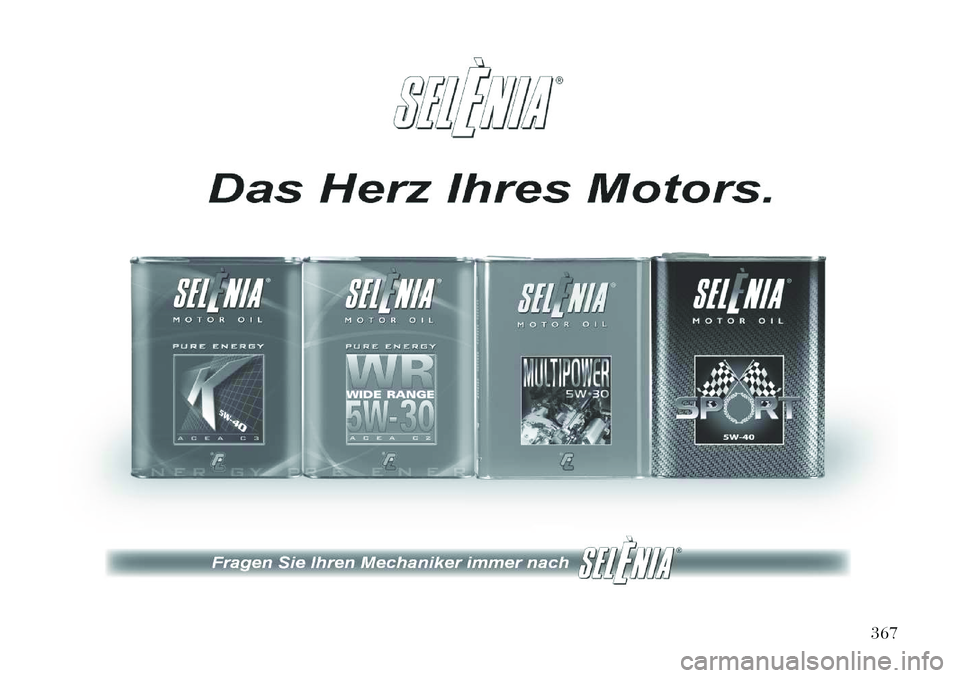 Lancia Voyager 2012  Betriebsanleitung (in German) 367  