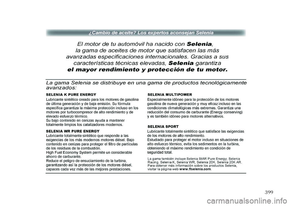 Lancia Voyager 2013  Manual de Empleo y Cuidado (in Spanish) 399  