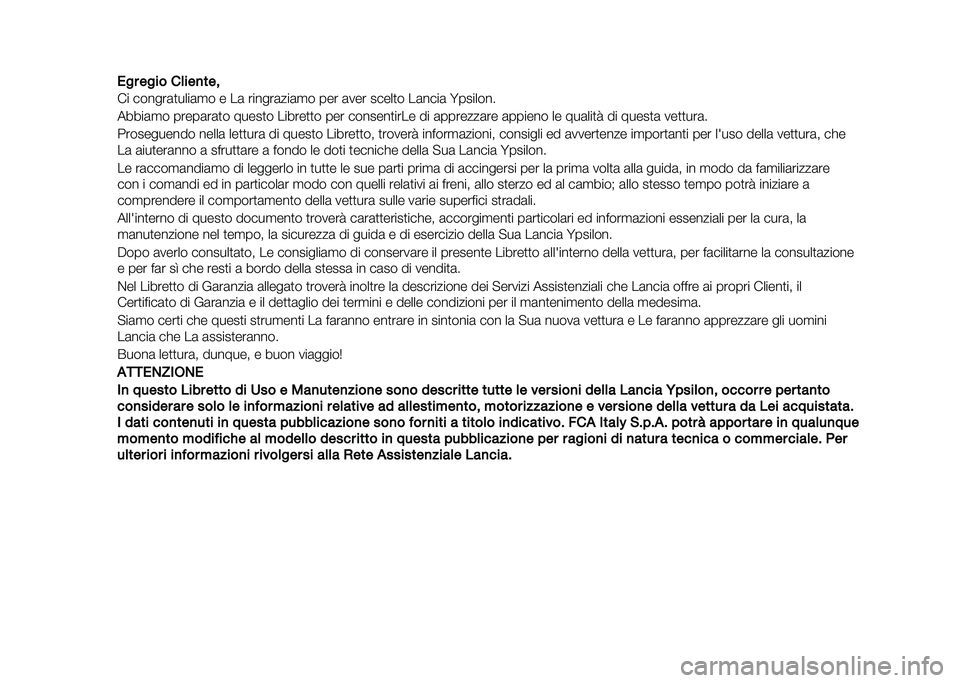 Lancia Ypsilon 2021  Libretto Uso Manutenzione (in Italian) 