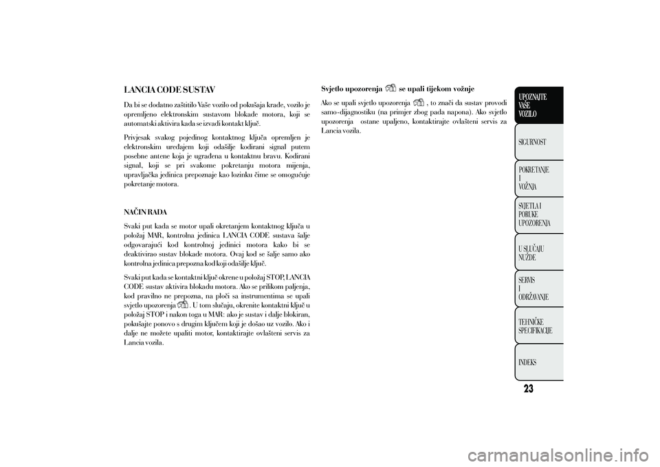 Lancia Ypsilon 2014  Knjižica s uputama za uporabu i održavanje (in Croatian) 