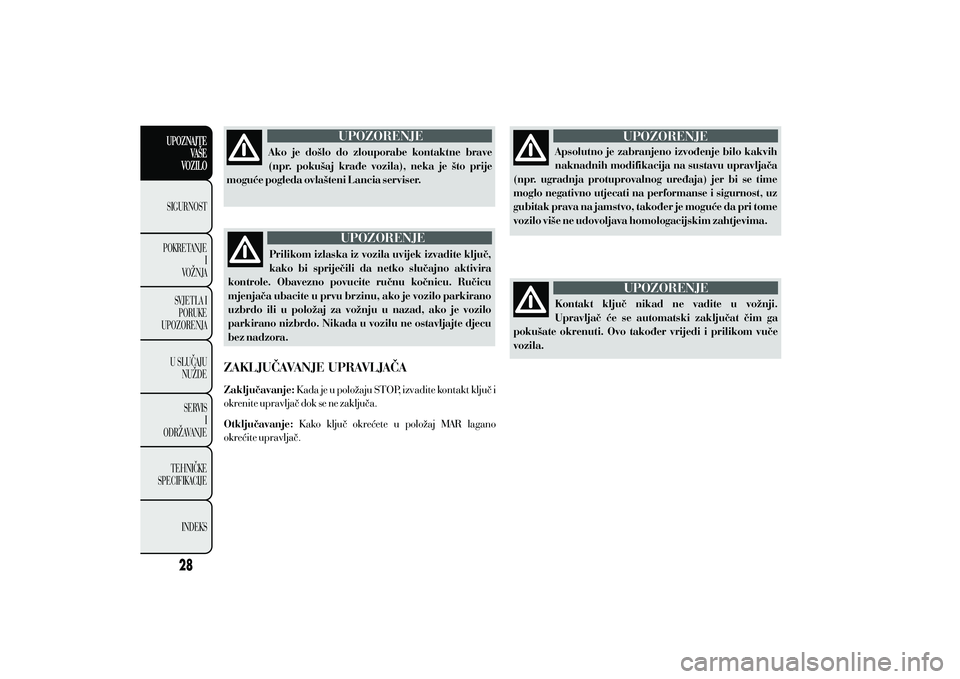 Lancia Ypsilon 2014  Knjižica s uputama za uporabu i održavanje (in Croatian) 