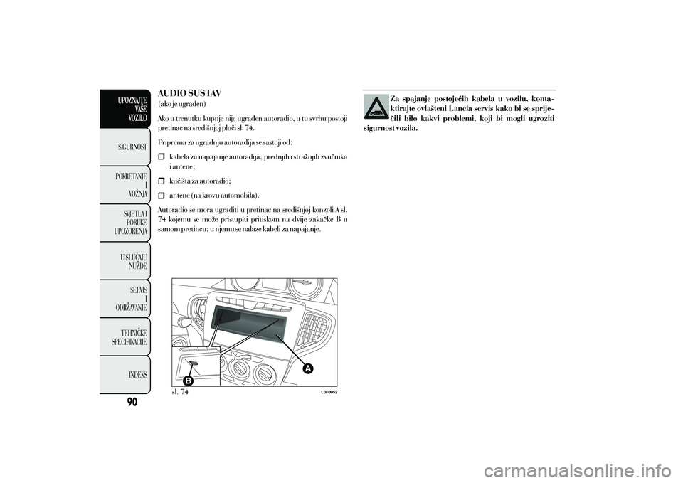 Lancia Ypsilon 2014  Knjižica s uputama za uporabu i održavanje (in Croatian) 