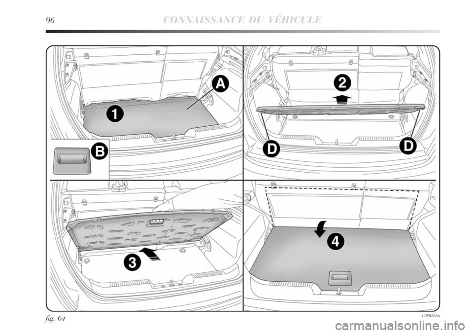 Lancia Delta 2009  Notice dentretien (in French) 96CONNAISSANCE DU VÉHICULE
fig. 64L0E0222m 