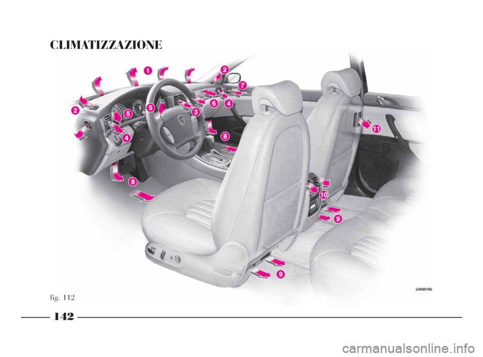 Lancia Thesis 2008  Libretto Uso Manutenzione (in Italian) 142
CLIMATIZZAZIONE
fig. 112
L0A6018b
142-193 Thesis ITA  10-10-2007  11:31  Pagina 142 