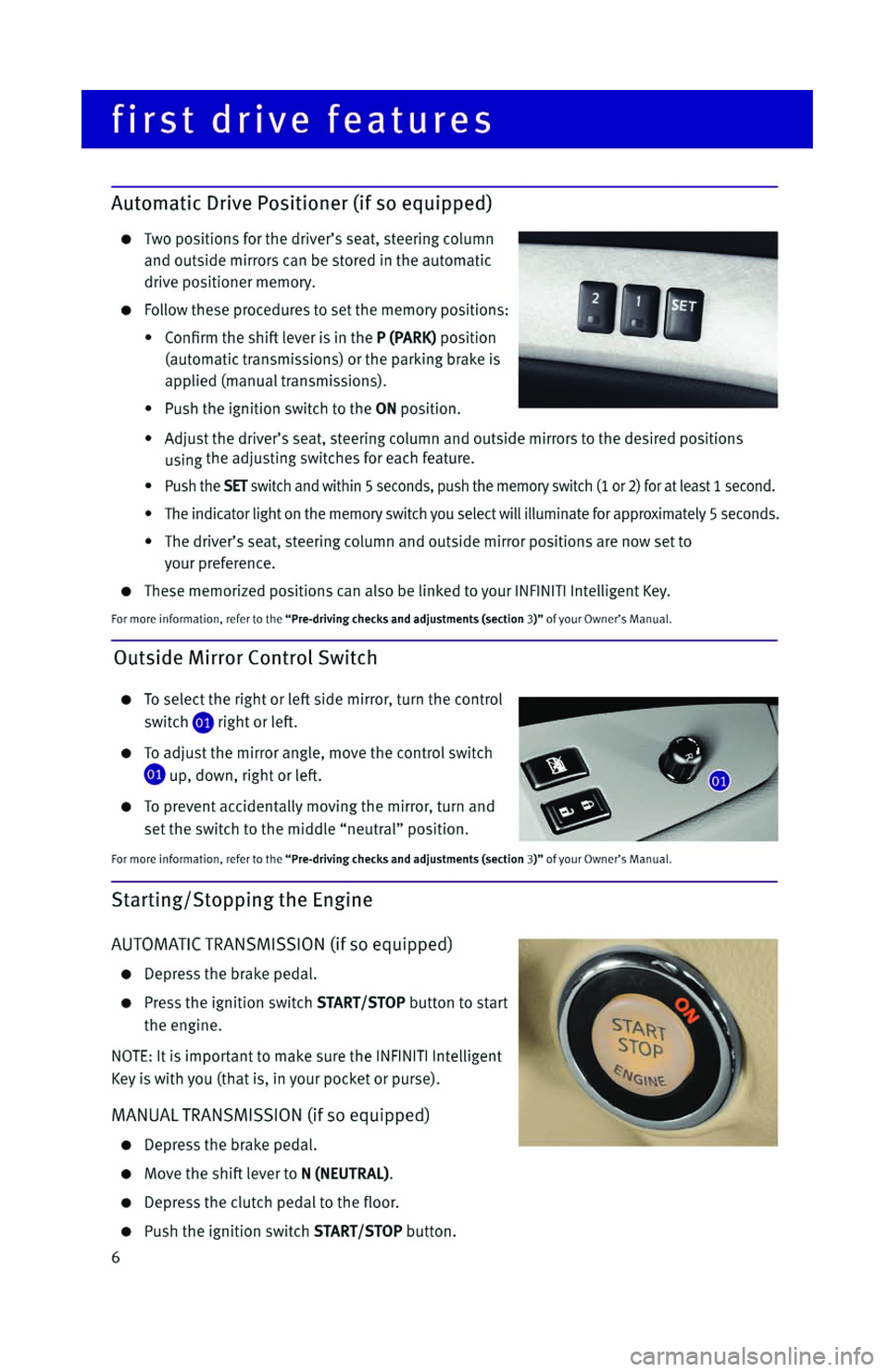 INFINITI G SEDAN 2013  Quick Reference Guide 