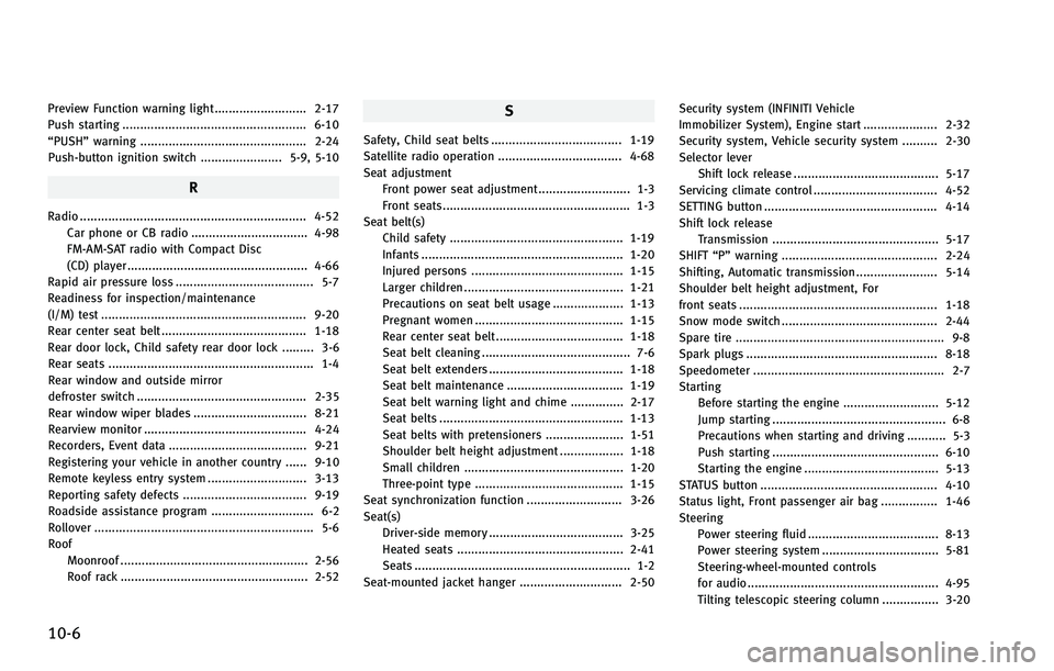 INFINITI EX 2012  Owners Manual 10-6 