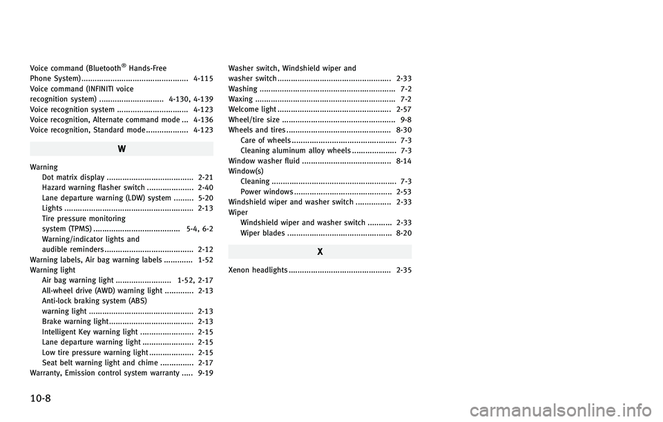 INFINITI EX 2012  Owners Manual 10-8 