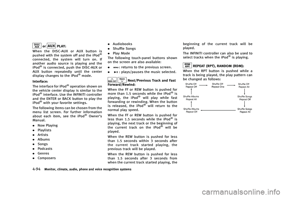 INFINITI QX50 2016  Owners Manual �������
�> �(�G�L�W� ����� �� �� �0�R�G�H�O� �-���� �@
�����.�P�O�J�U�P�S�
 �D�M�J�N�B�U�F�
 �B�V�E�J�P�
 �Q�I�P�O�F �B�O�E �W�P�J�D�F �S�F�D�P�H�O�J�U�J�P�O �T�Z�T�U�F�N�T
�