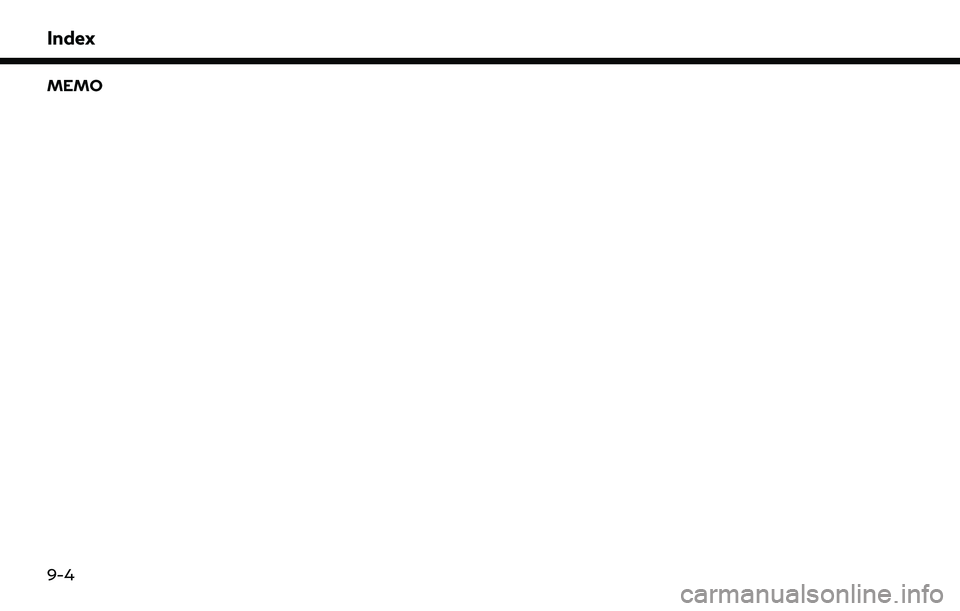INFINITI QX55 2022  Owners Manual Index
MEMO
9-4 