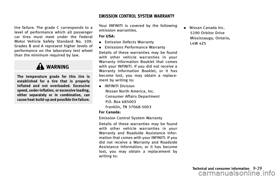 INFINITI QX70 2015  Owners Manual �U�J�S�F �G�B�J�M�V�S�F� �5�I�F �H�S�B�E�F �$ �D�P�S�S�F�T�Q�P�O�E�T �U�P �B
�M�F�W�F�M �P�G �Q�F�S�G�P�S�N�B�O�D�F �X�I�J�D�I �B�M�M �Q�B�T�T�F�O�H�F�S
�D�B�S �U�J�S�F�T �N�V�T�U �N�F�F�U �V�O�E�F�S