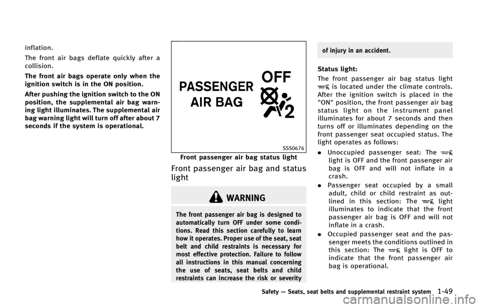 INFINITI QX70 2015  Owners Manual �J�O�G�M�B�U�J�P�O�
�5�I�F �G�S�P�O�U �B�J�S �C�B�H�T �E�F�G�M�B�U�F �R�V�J�D�L�M�Z �B�G�U�F�S �B
�D�P�M�M�J�T�J�P�O�
�5�I�F �G�S�P�O�U �B�J�S �C�B�H�T �P�Q�F�S�B�U�F �P�O�M�Z �X�I�F�O �U�I�F
�J�H�O