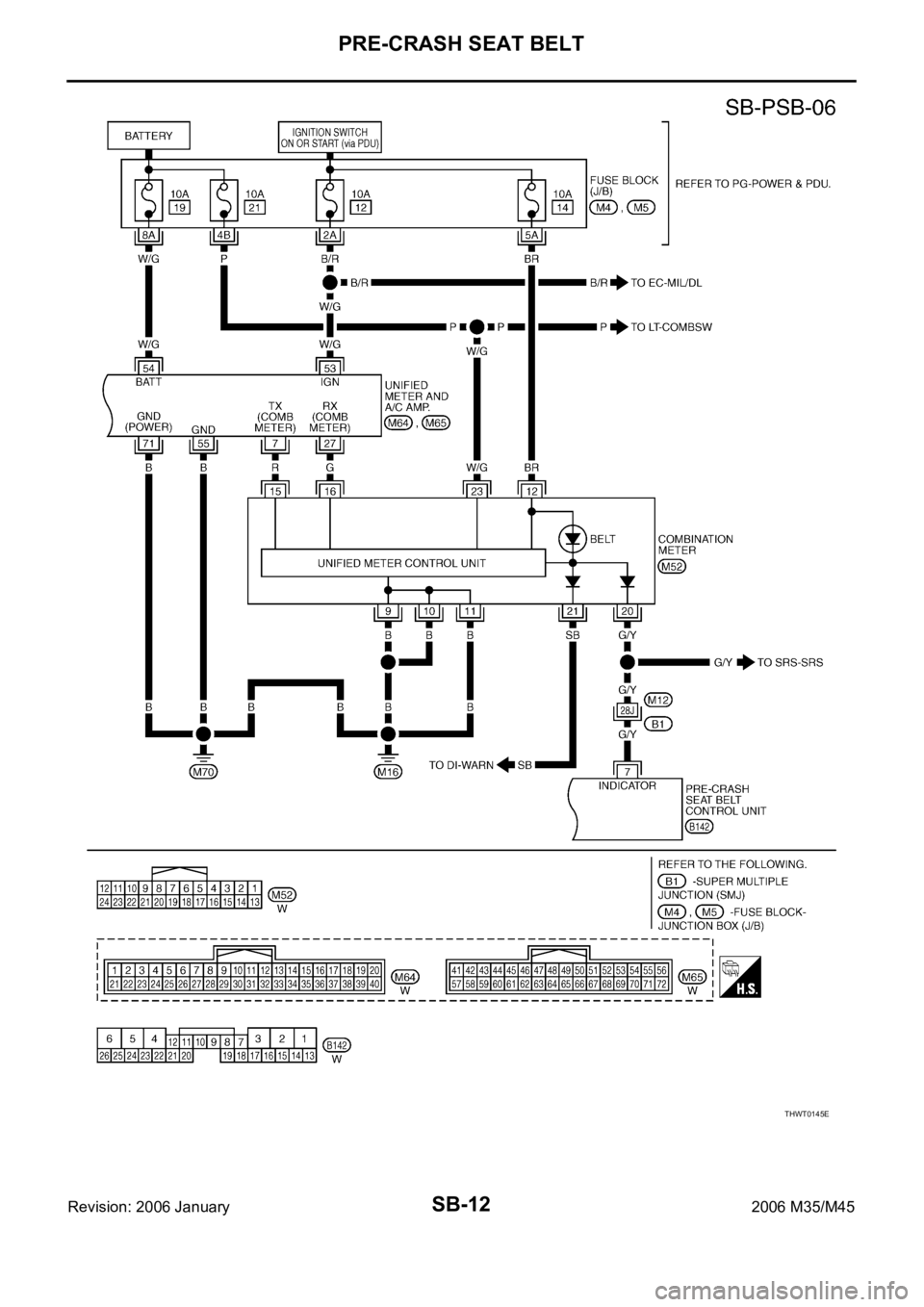 INFINITI M35 2006  Factory Service Manual SB-12
PRE-CRASH SEAT BELT
Revision: 2006 January2006 M35/M45
THWT0145E 