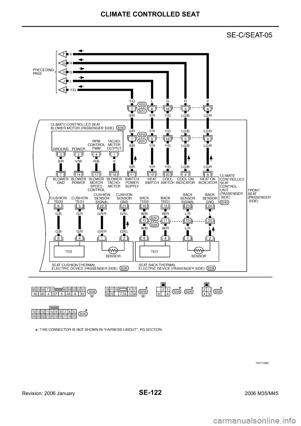 INFINITI M35 2006  Factory Service Manual SE-122
CLIMATE CONTROLLED SEAT
Revision: 2006 January2006 M35/M45
TIWT1396E 