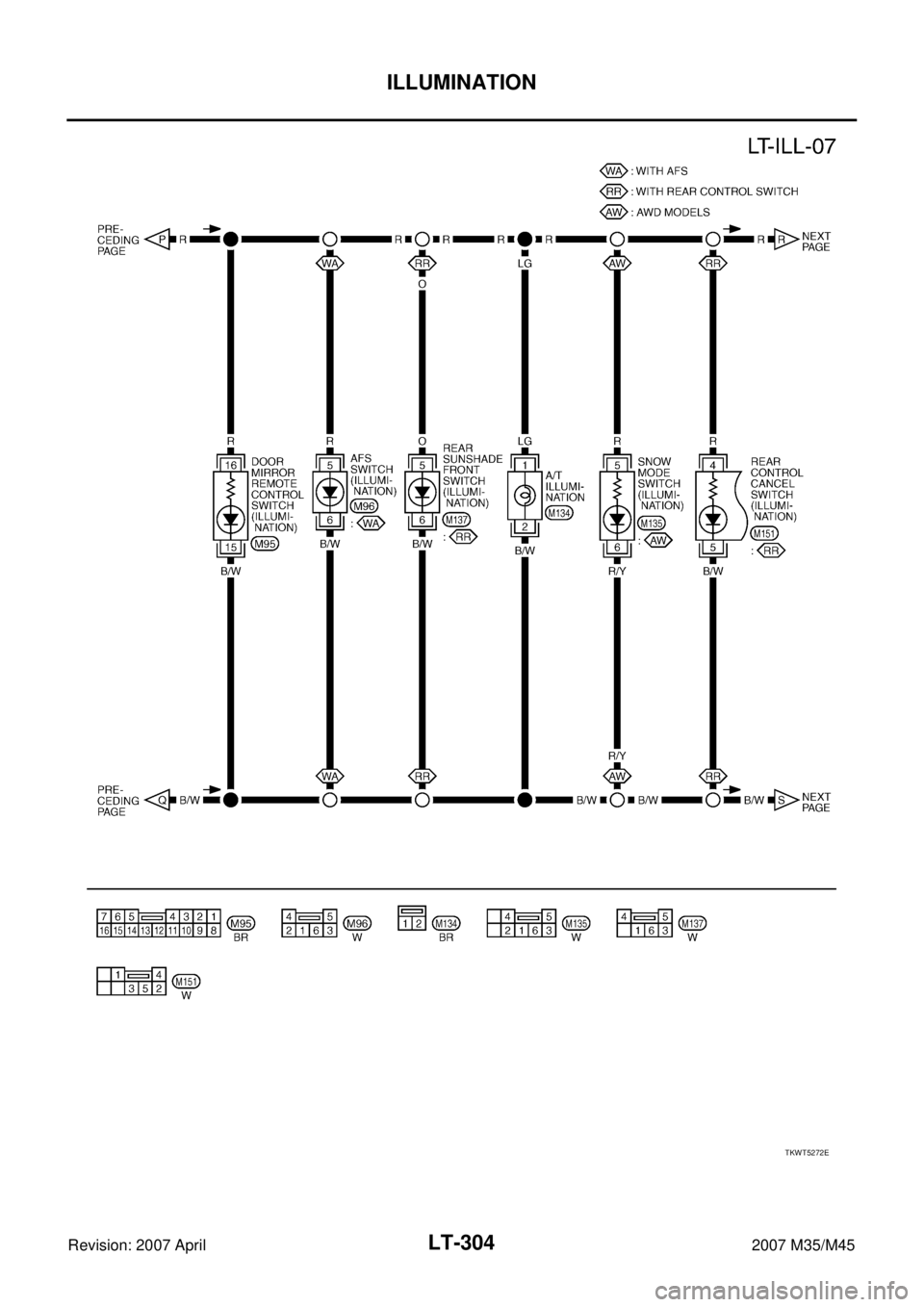 INFINITI M35 2007  Factory Service Manual LT-304
ILLUMINATION
Revision: 2007 April2007 M35/M45
TKWT5272E 