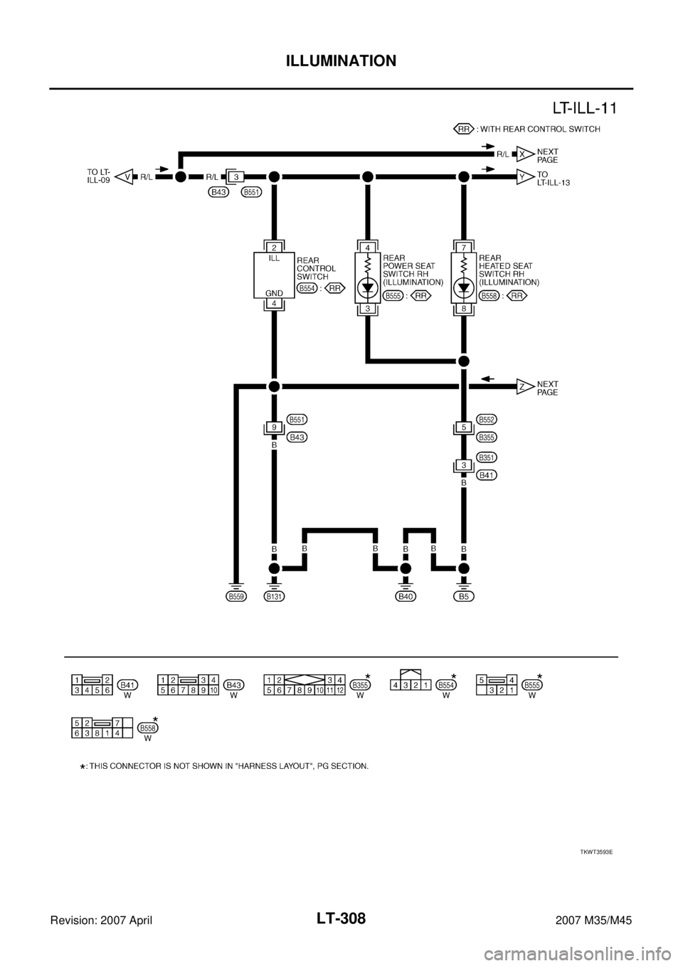INFINITI M35 2007  Factory Service Manual LT-308
ILLUMINATION
Revision: 2007 April2007 M35/M45
TKWT3593E 