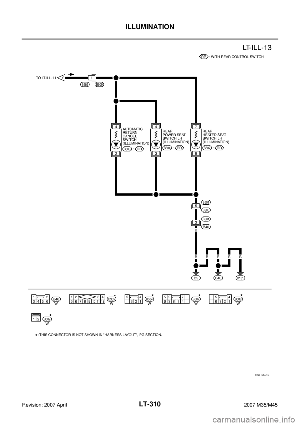 INFINITI M35 2007  Factory Service Manual LT-310
ILLUMINATION
Revision: 2007 April2007 M35/M45
TKWT3594E 