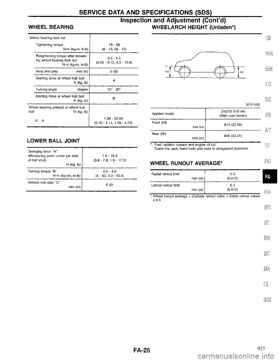 INFINITI QX4 1997  Factory Service Manual 927 