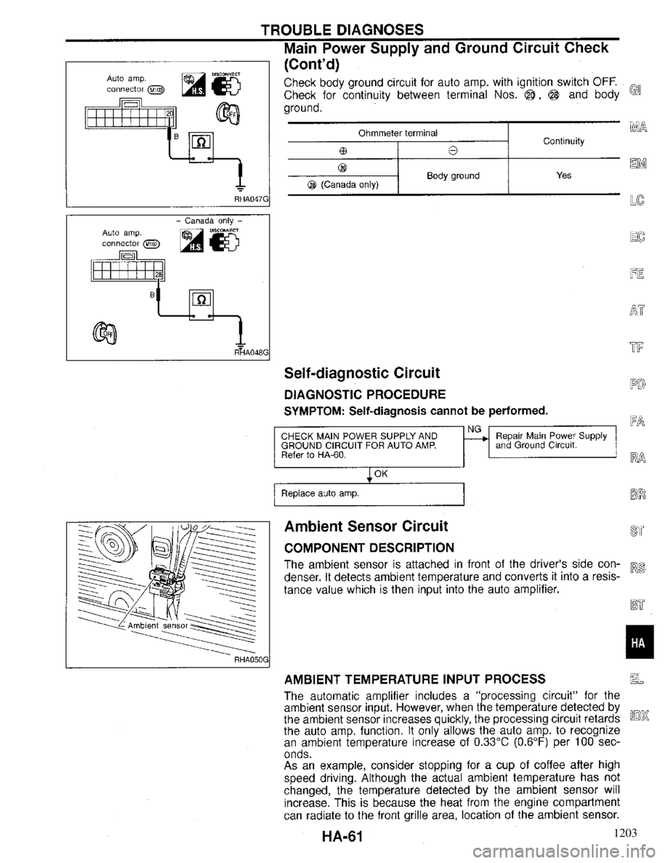 INFINITI QX4 1997  Factory Service Manual 1203 