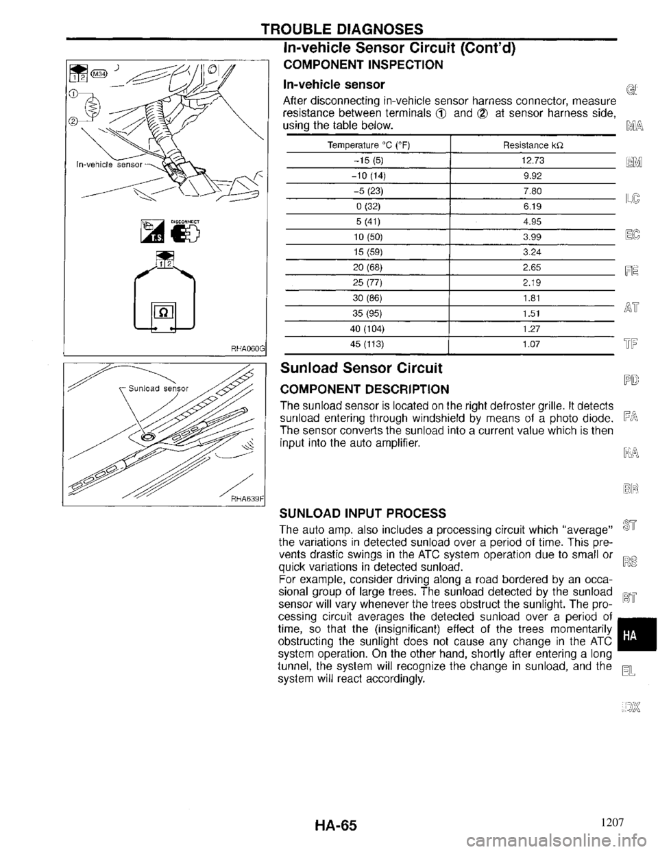 INFINITI QX4 1997  Factory Service Manual 1207 