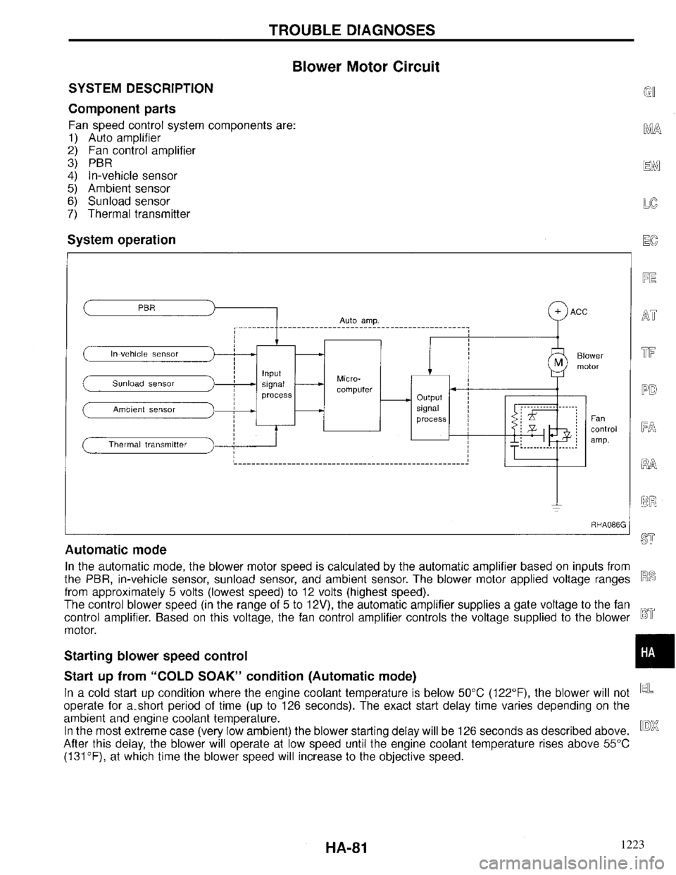 INFINITI QX4 1997  Factory Service Manual 1223 