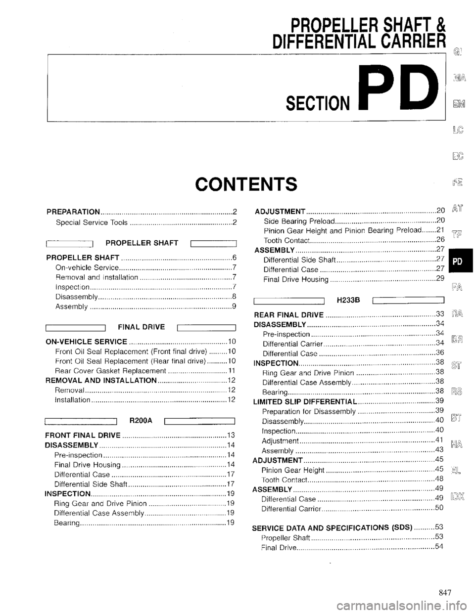INFINITI QX4 1997  Factory Service Manual 847 