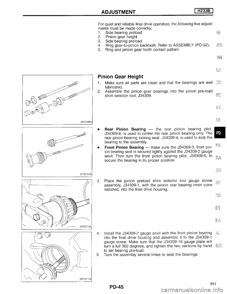 INFINITI QX4 1997  Factory Service Manual 891 