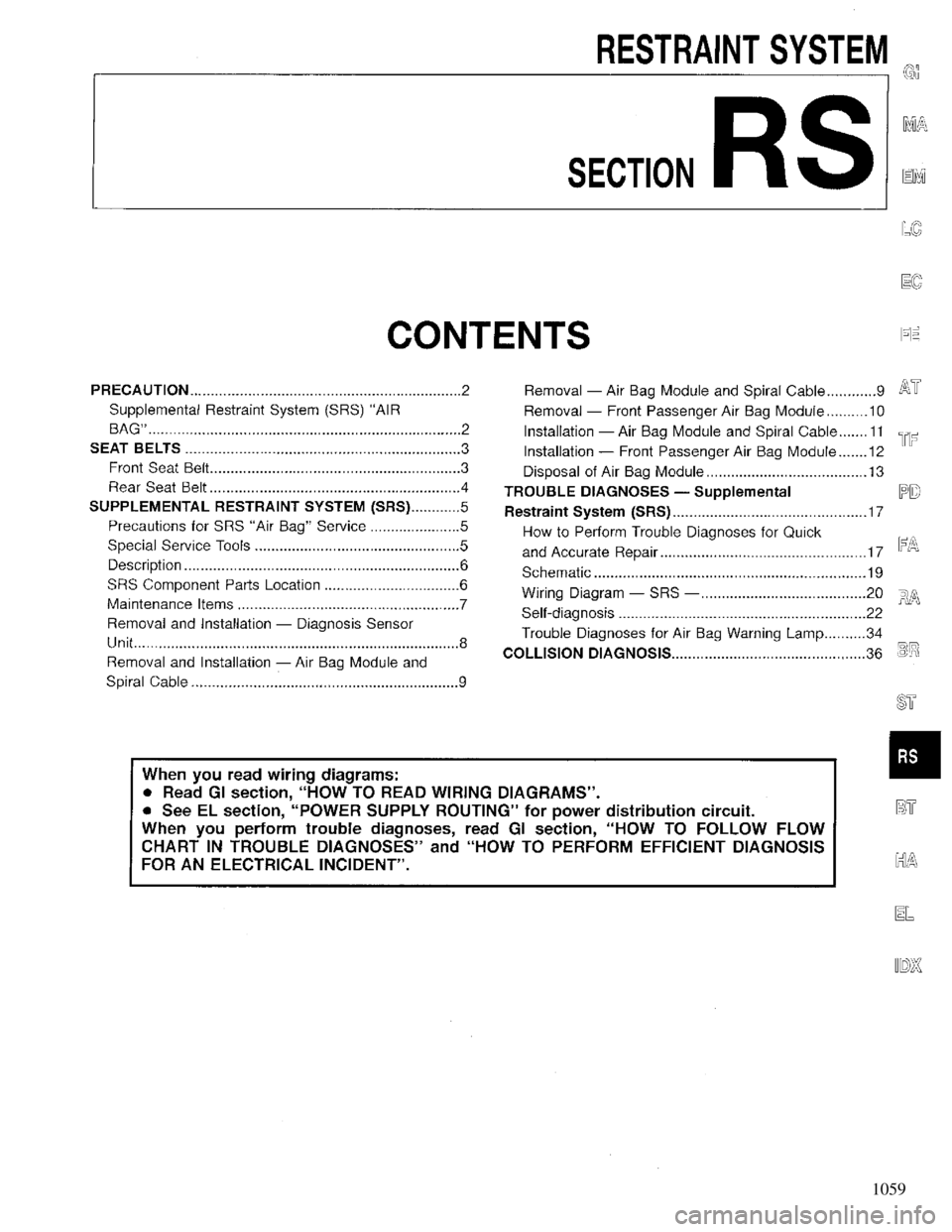 INFINITI QX4 1997  Factory Service Manual 1059 