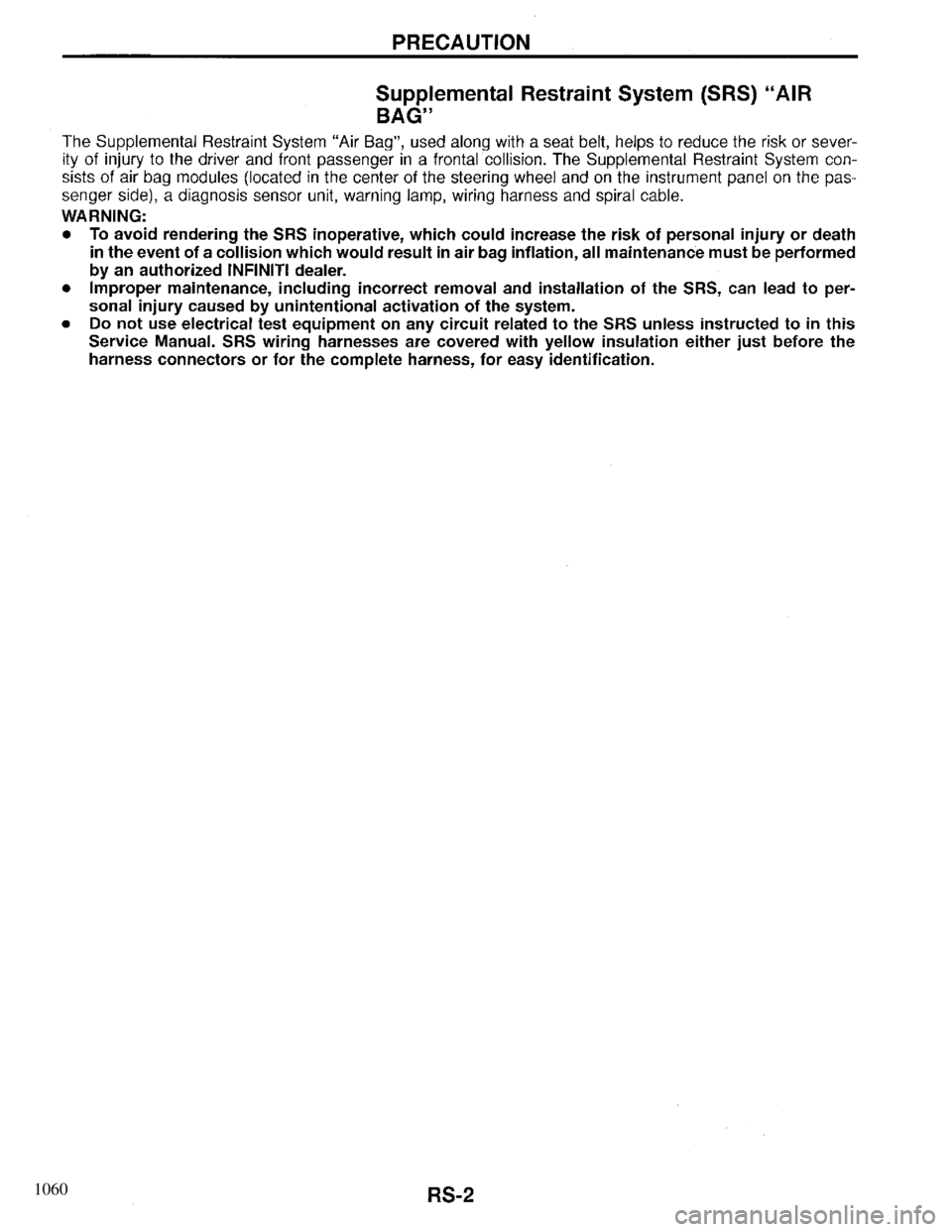 INFINITI QX4 1997  Factory Service Manual 1060 