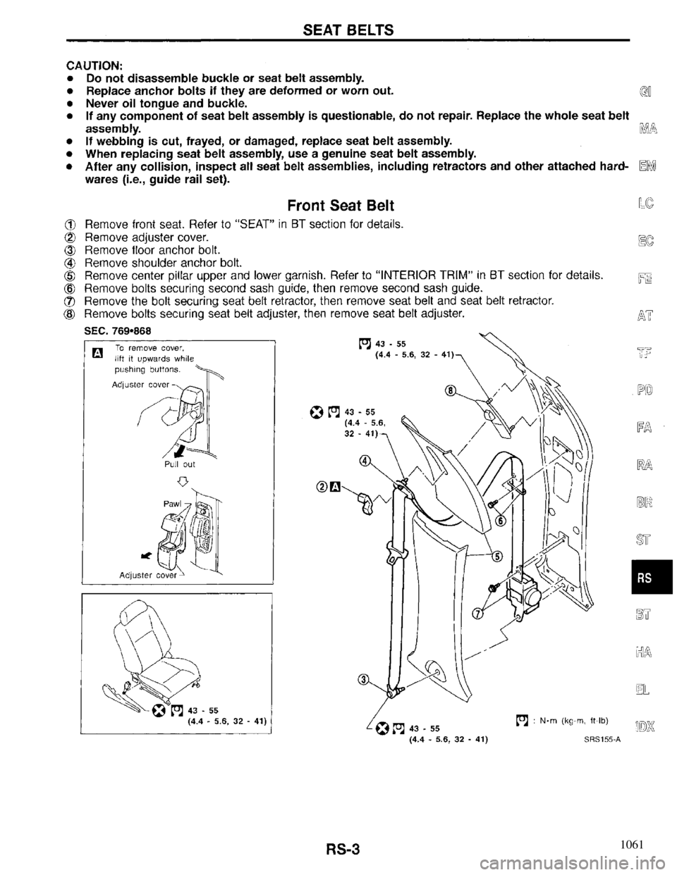 INFINITI QX4 1997  Factory Service Manual 1061 