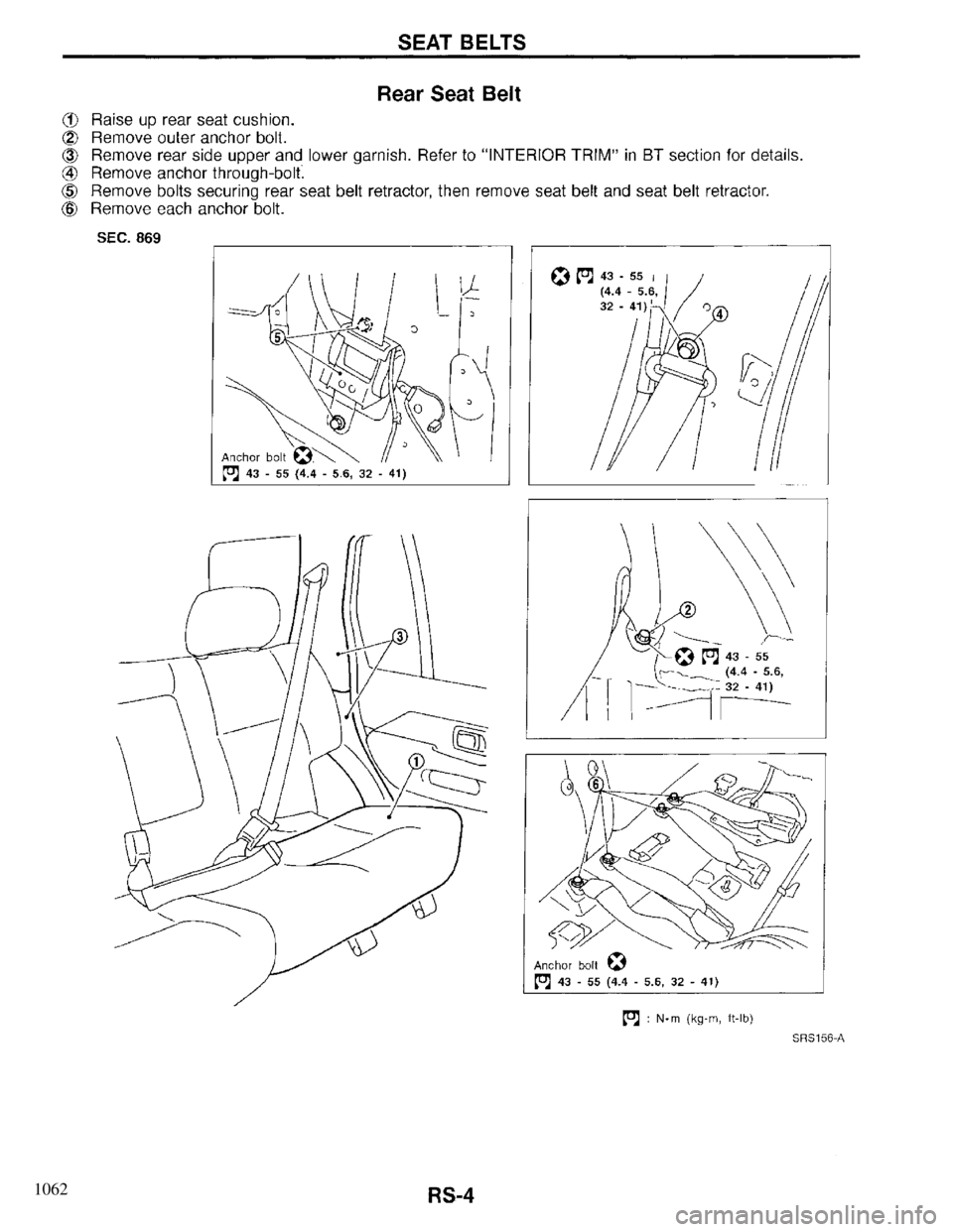 INFINITI QX4 1997  Factory Service Manual 1062 