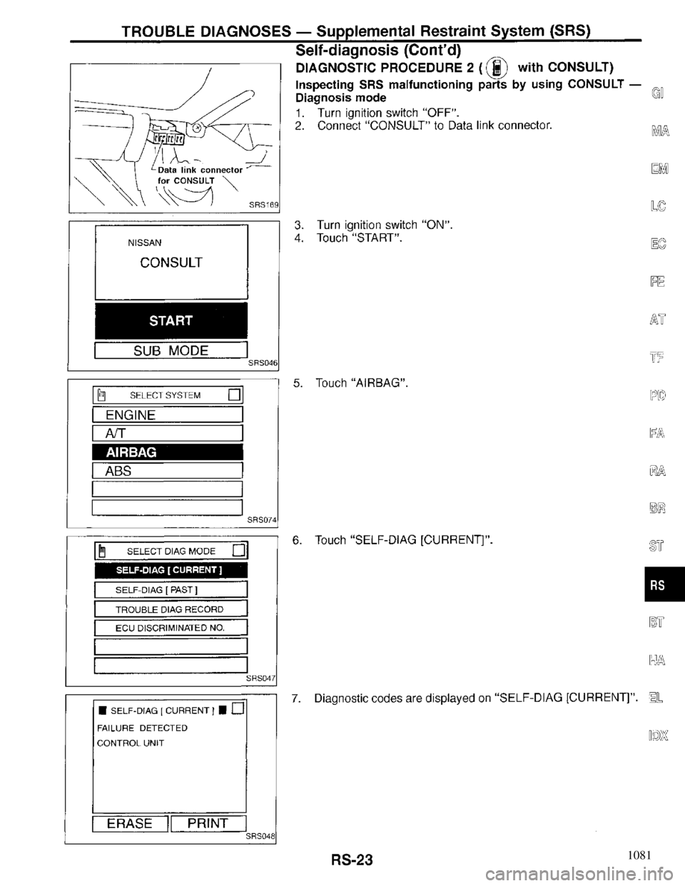 INFINITI QX4 1997  Factory Service Manual 1081 