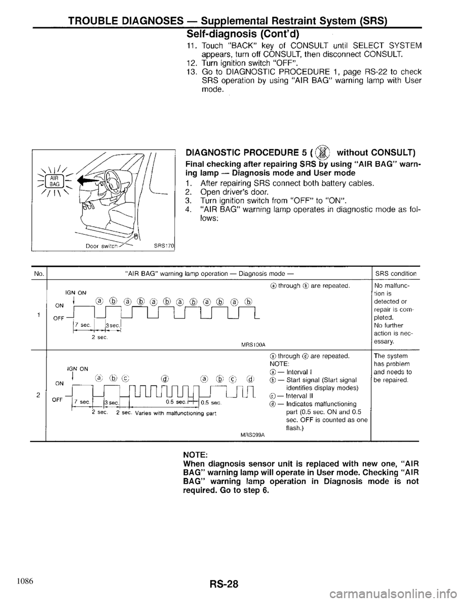 INFINITI QX4 1997  Factory Service Manual 1086 