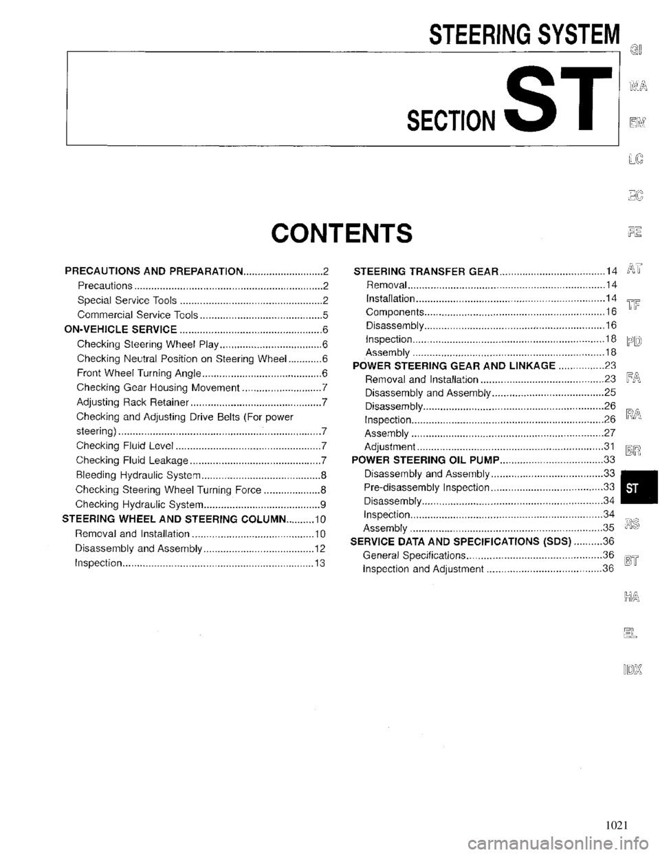 INFINITI QX4 1997  Factory Service Manual 1021 