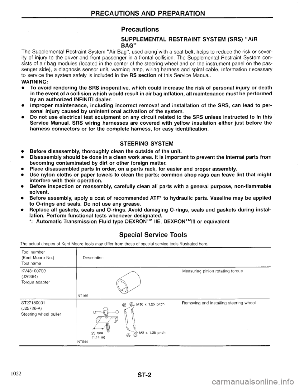 INFINITI QX4 1997  Factory Service Manual 1022 