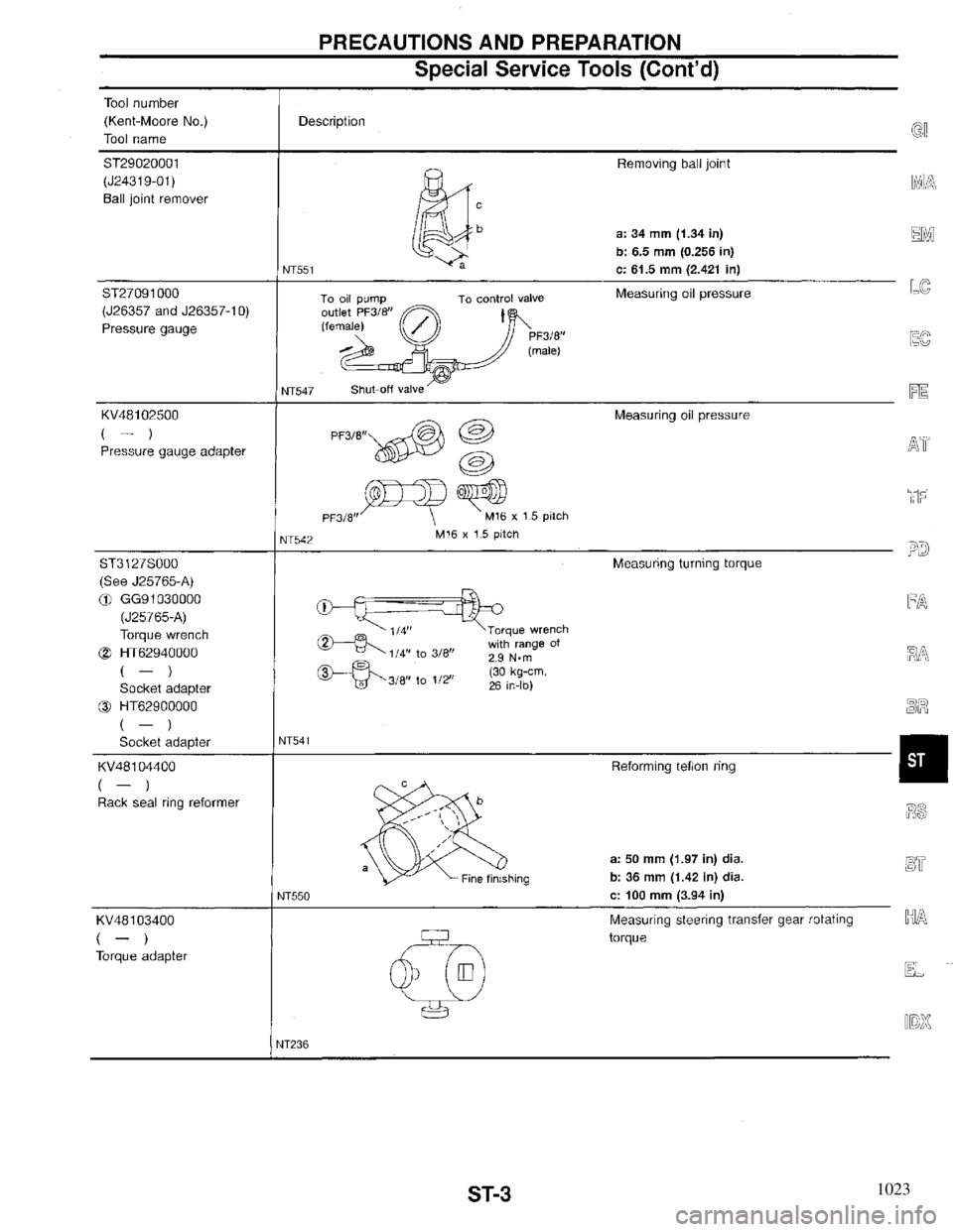 INFINITI QX4 1997  Factory Service Manual 1023 