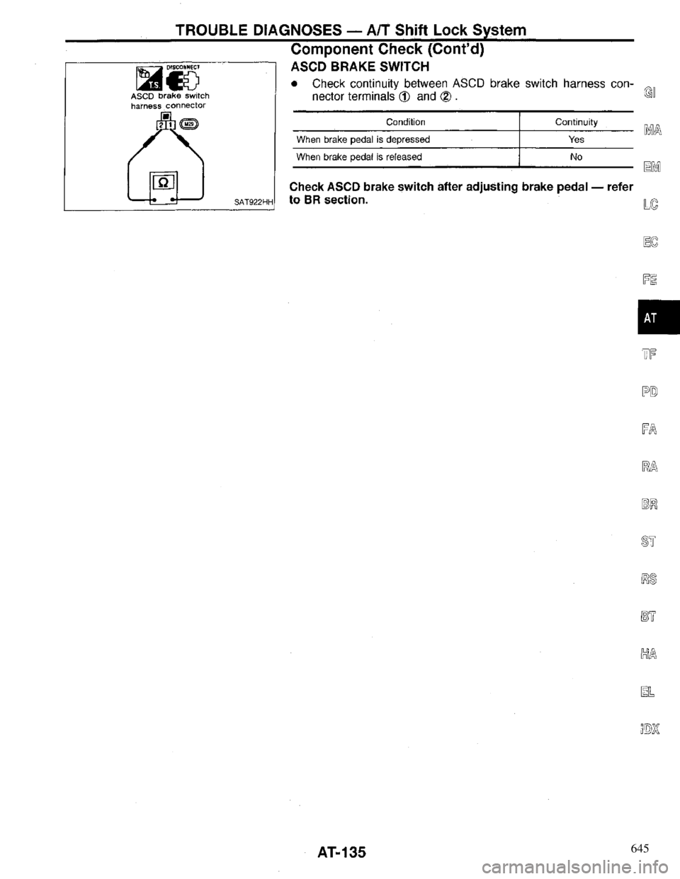 INFINITI QX4 1997  Factory Service Manual 645 