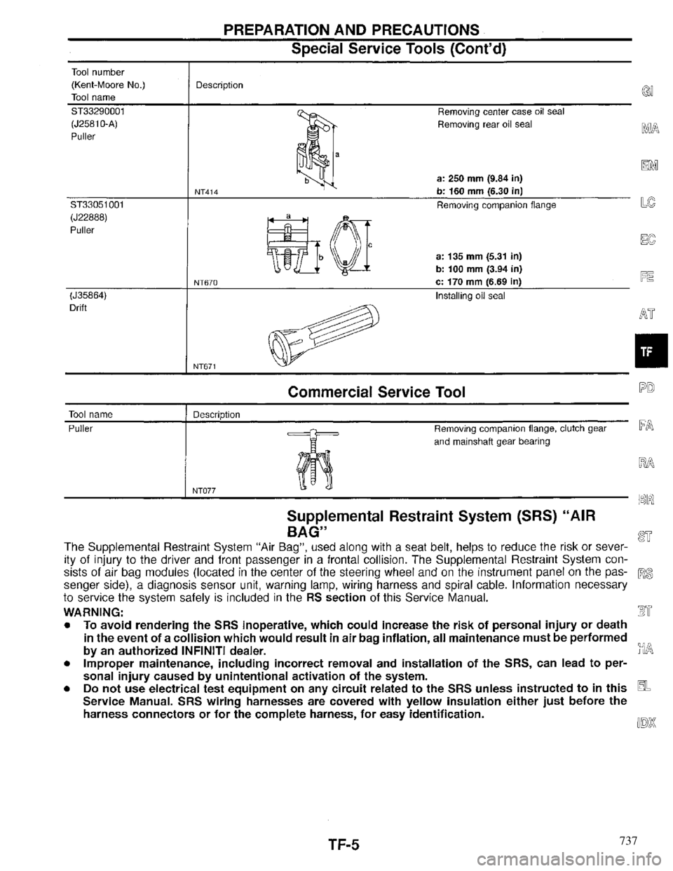 INFINITI QX4 1997  Factory Service Manual 737 