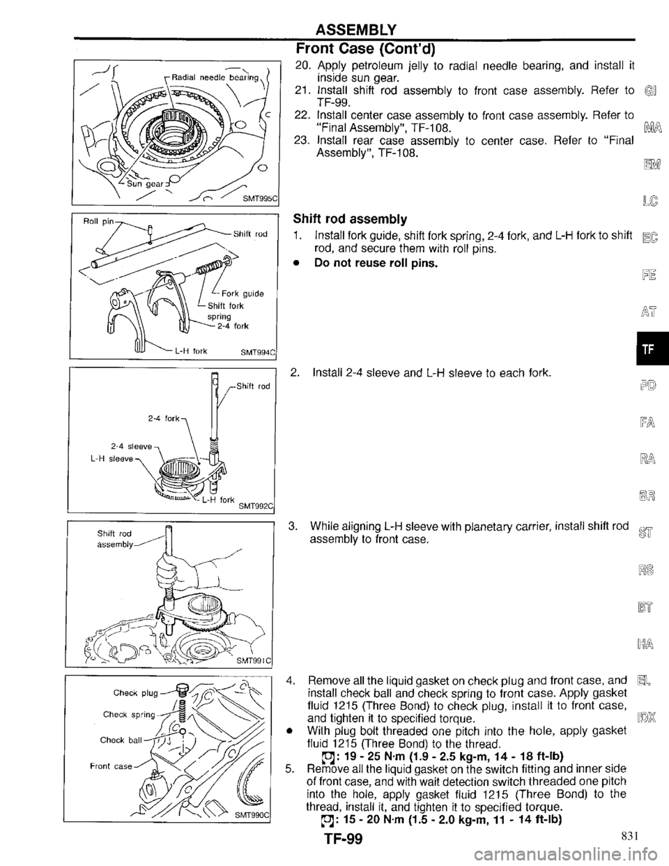 INFINITI QX4 1997  Factory Service Manual 831 