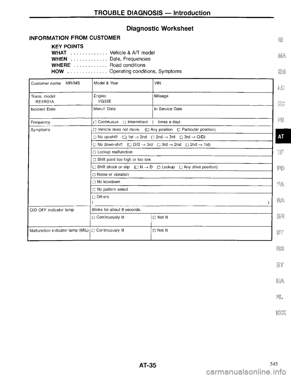 INFINITI QX4 1997  Factory Service Manual 545 