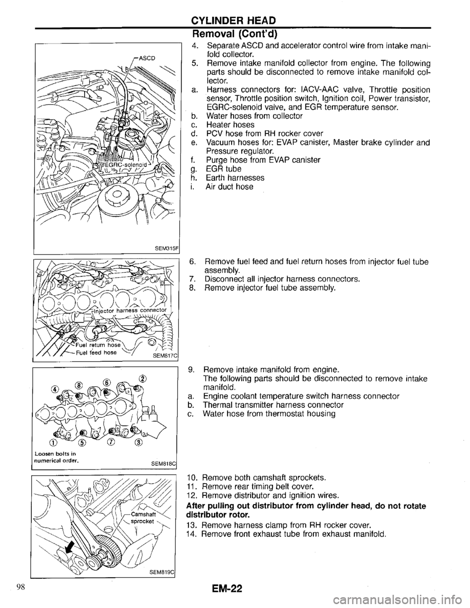 INFINITI QX4 1997  Factory Service Manual 98 