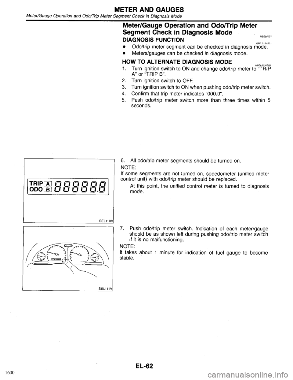 INFINITI QX4 1998  Factory Service Manual 1600 