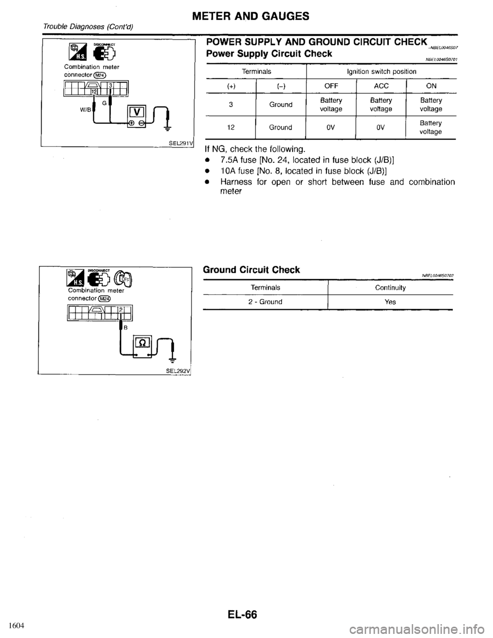 INFINITI QX4 1998  Factory Service Manual 1604 