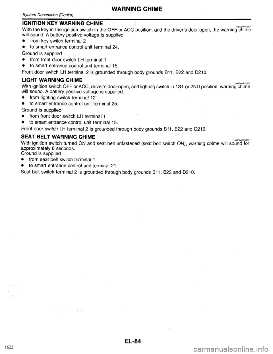 INFINITI QX4 1998  Factory Service Manual 1622 