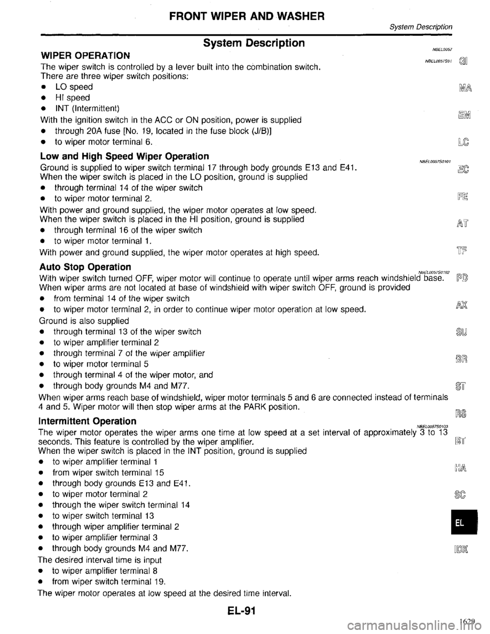 INFINITI QX4 1998  Factory Service Manual 1629 